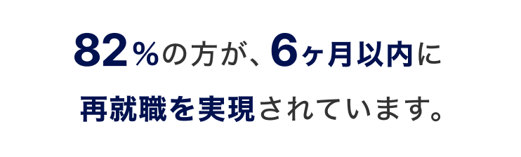 82%の方が、6ヶ月以内に再就職を実現されています。
